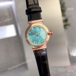 High Quality Replica BVLGARI DIVAS’ DREAM Gold Stainless Steel Strap Teal Mother-of-Pearl Face Dial Gold Stainless Steel Case Watch 28mm